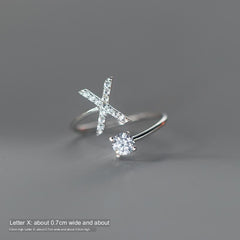 TrustDavis Real 925 Sterling Silver Letter Rings