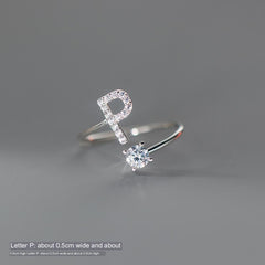 TrustDavis Real 925 Sterling Silver Letter Rings
