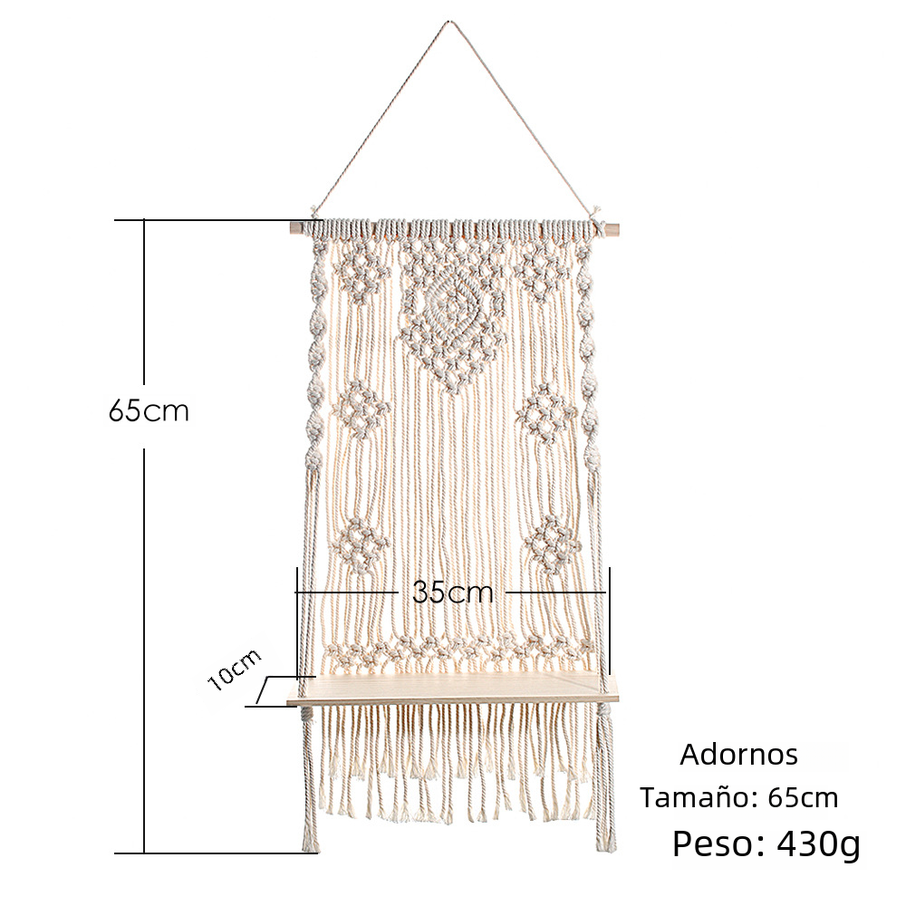 Bohemian Handwoven Tapestry Wall Shelf Decor