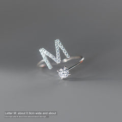TrustDavis Real 925 Sterling Silver Letter Rings