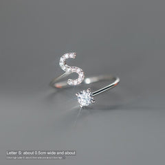 TrustDavis Real 925 Sterling Silver Letter Rings