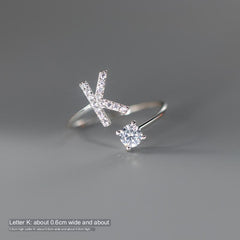 TrustDavis Real 925 Sterling Silver Letter Rings