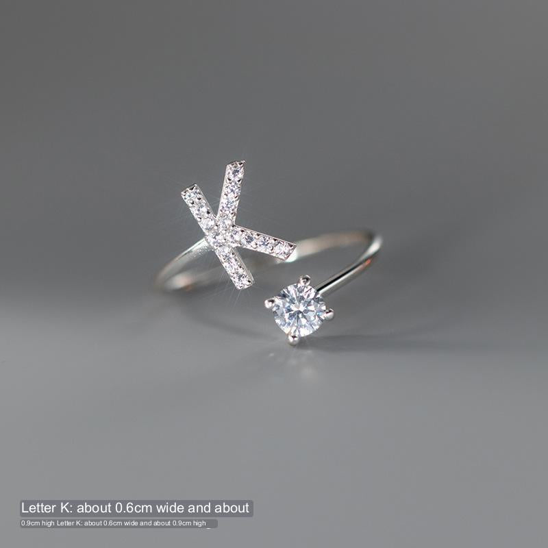 TrustDavis Real 925 Sterling Silver Letter Rings