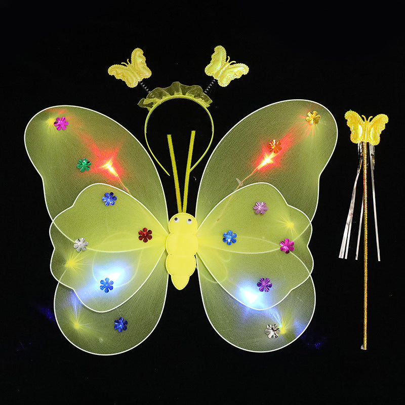 LED Butterfly Wings Costume Set for Kids (3 Pieces)
