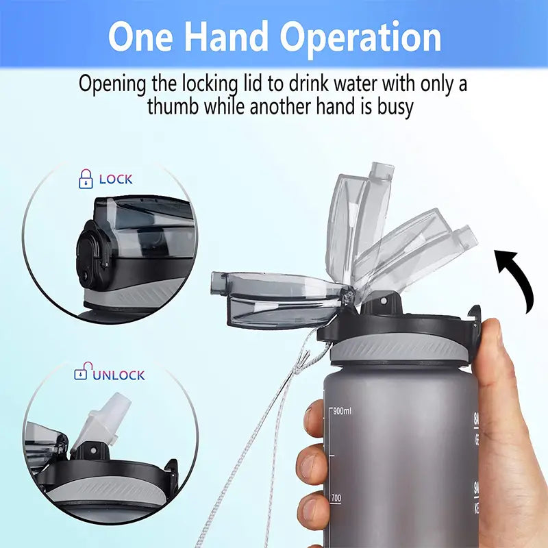 32 Oz Motivational Sports Water Bottle with Straw & Marker