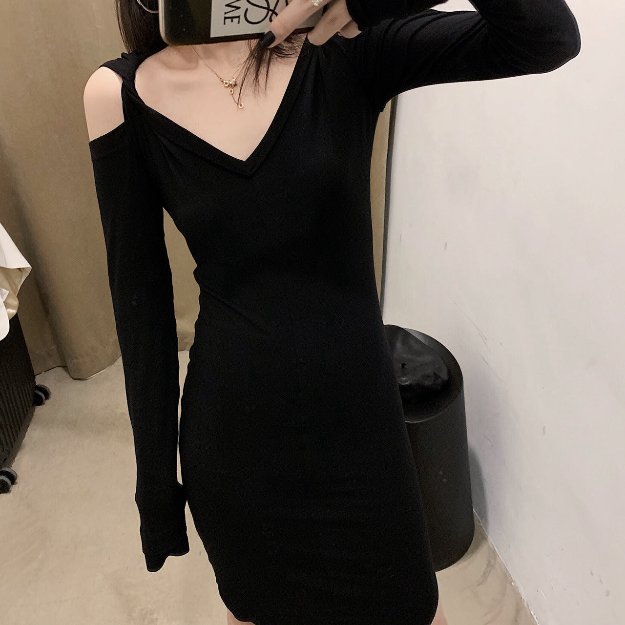 Off-Shoulder Dress and Base Dress Combination