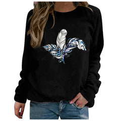 Plus Size Long-Sleeved Printed Hoodie - America & Korea