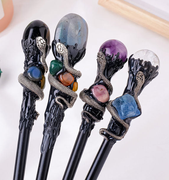 Natural Crystal Ball Magic Wand