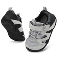 LeIsfIt Toddler Shoes Boys Girls First Walking Shoes Non-Slip Baby Sneakers Infant Breathable Shoes Crib Shoes Grey Black 7-8 Toddler