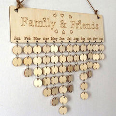 Wooden Birthday Reminder Calendar Wall Hanging Decor