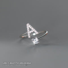 TrustDavis Real 925 Sterling Silver Letter Rings