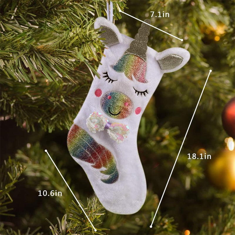Large Unicorn Christmas Stocking Gift Bag Decor
