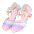 Longitudinalhorse Princess Shoes Girls Heels Princess Dress up Shoes Little Girl Dress Shoes Cinderella Shoes for Girls Iridescent