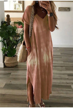 Summer Tie-Dye Dress - Short Sleeve Women's Dress