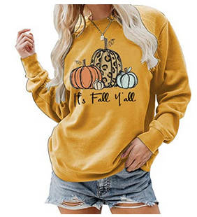 Fashionable Women's Sweater with Halloween Pumpkin Print