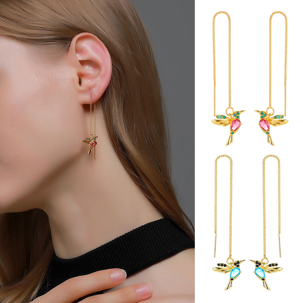 Personalized Hummingbird Bird Stud Earrings