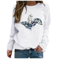 Plus Size Long-Sleeved Printed Hoodie - America & Korea