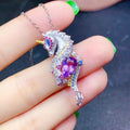 Luxury Swiss Blue Topaz Waterdrop Pendant with Unicorn Amethyst Stone Necklace