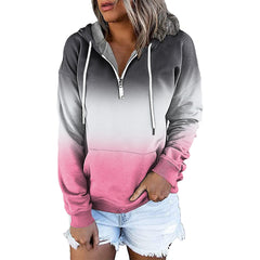 Womens Gradient Colored 1/4 Zip Hoodie