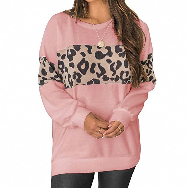 Leopard Print Long-Sleeved Sweater Shirt for Women