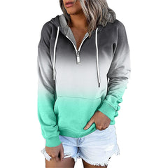 Womens Gradient Colored 1/4 Zip Hoodie