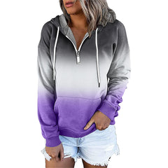 Womens Gradient Colored 1/4 Zip Hoodie