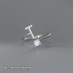 TrustDavis Real 925 Sterling Silver Letter Rings