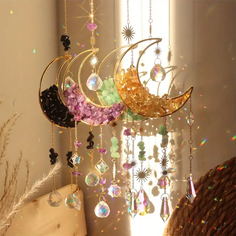 Crystal Moon Star Suncatcher Pendant for Home Decor