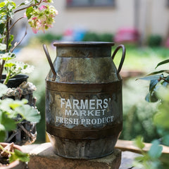 Rusty Metal Bucket Planter - Artistic Garden Decor
