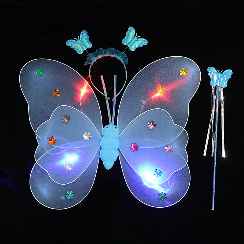 LED Butterfly Wings Costume Set for Kids (3 Pieces)