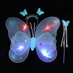 LED Butterfly Wings Costume Set for Kids (3 Pieces)