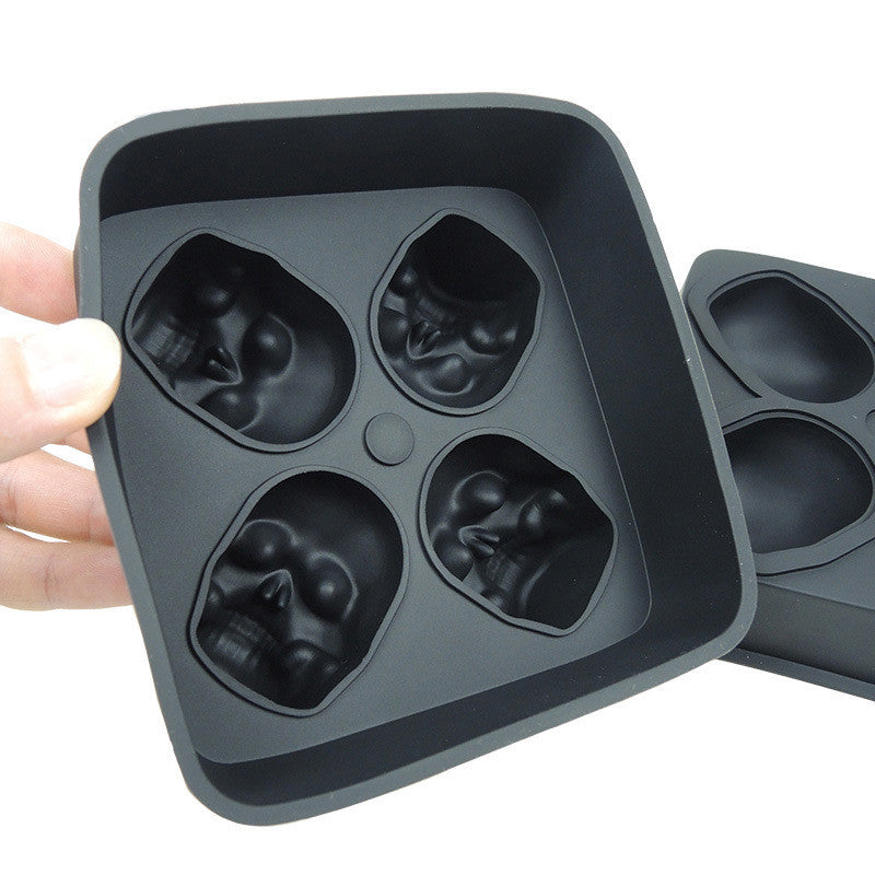 3D Skull Ice Cube Tray - 4-Cavity Silicone Mold