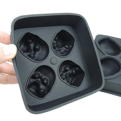 3D Skull Ice Cube Tray - 4-Cavity Silicone Mold