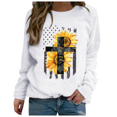 Plus Size Long-Sleeved Printed Hoodie - America & Korea