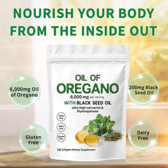 Oil of Oregano w/ Black Seed Oil Soft Capsules 180 Tablets