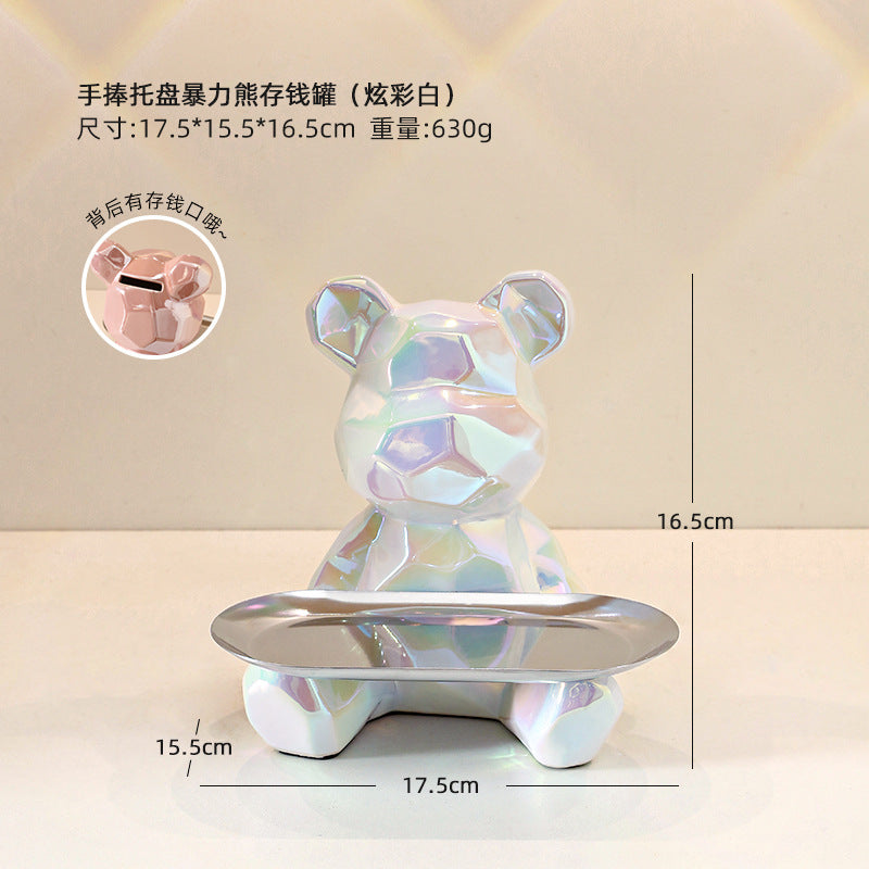 Colorful Electroplated Bear Desktop Decor Tray