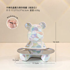 Colorful Electroplated Bear Desktop Decor Tray