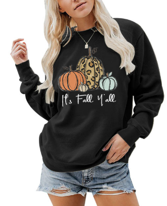 Fashionable Women's Sweater with Halloween Pumpkin Print