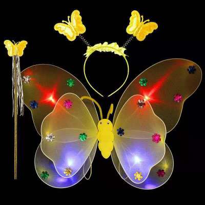 LED Butterfly Wings Costume Set for Kids (3 Pieces)