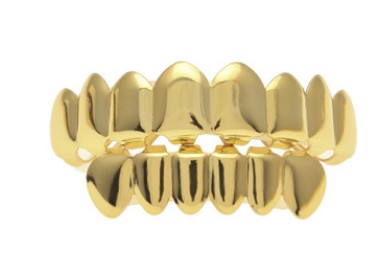 Gold-Plated 8-Tooth Hip Hop Grillz Set for Trendsetters