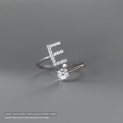 TrustDavis Real 925 Sterling Silver Letter Rings