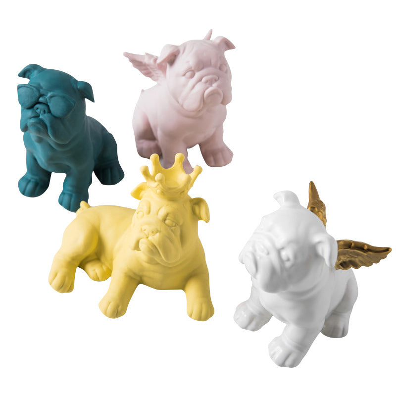 Ceramic Bull Figurine - Children's Cartoon Dog Decor