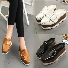 Wedge Heels, Thick Sole Shoes, Half-Covered Shoes