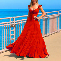 Women's Stunning Sundress Backless Lace-up Chest Wrap Dress