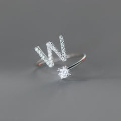 TrustDavis Real 925 Sterling Silver Letter Rings