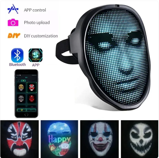 Full Color LED Luminous Face-Changing Halloween Party Mask