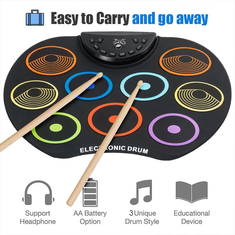 Colorful Hand Roll Electronic Drum Set for Kids