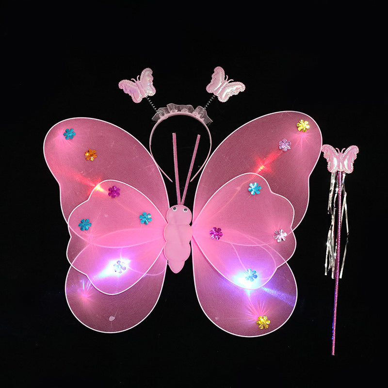 LED Butterfly Wings Costume Set for Kids (3 Pieces)
