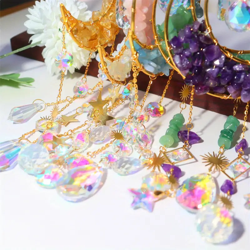 Crystal Moon Star Suncatcher Pendant for Home Decor