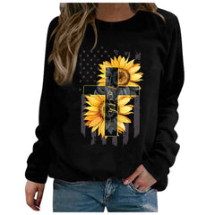 Plus Size Long-Sleeved Printed Hoodie - America & Korea